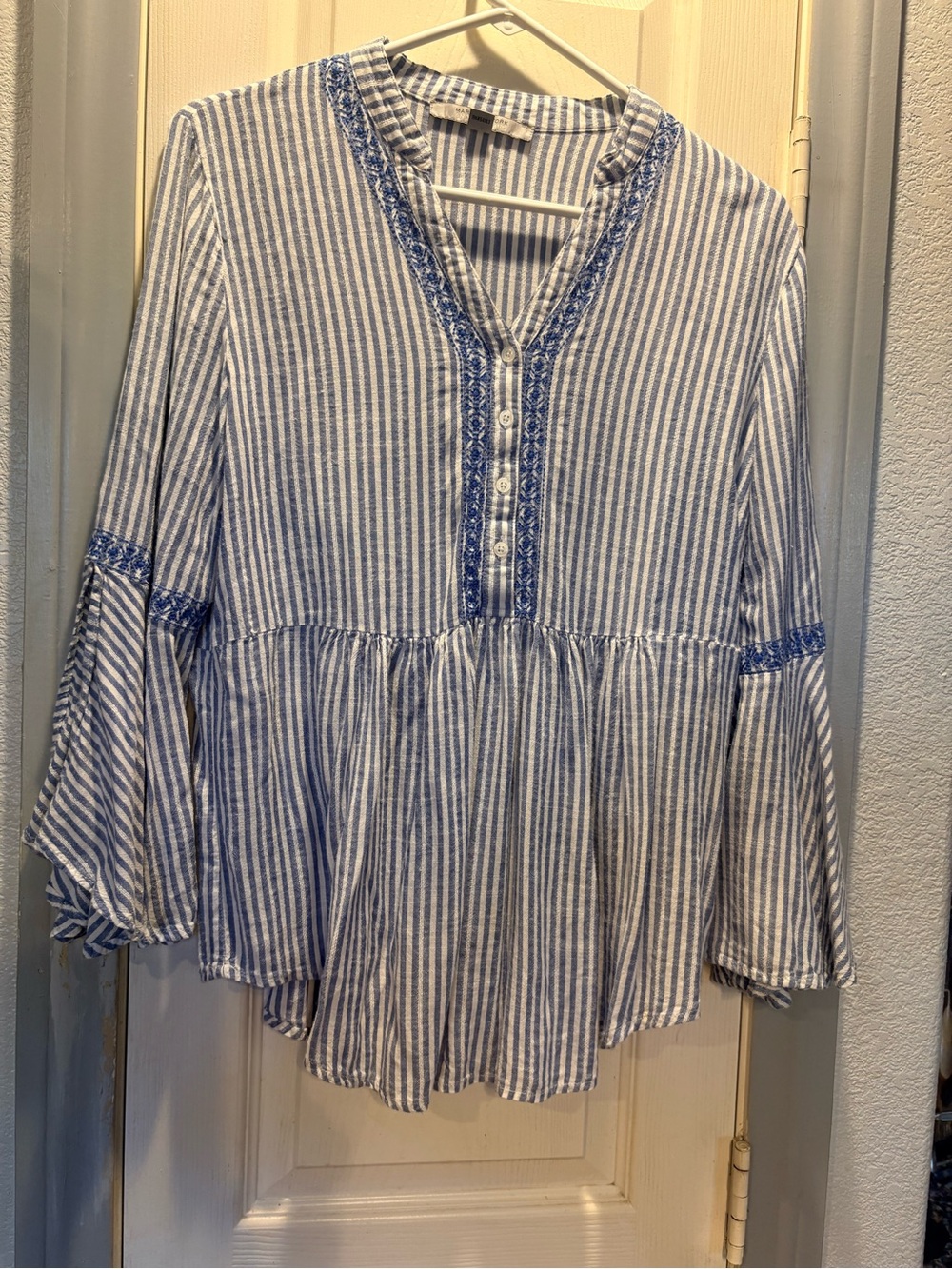 Marc New York Blue & White Striped V-Neck Tunic